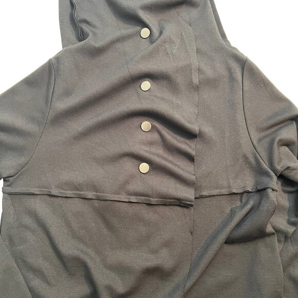 Kensie Womens Draped Ponte Jacket Black Size Large Snap Up Cowl Neck - Picture 5 of 11